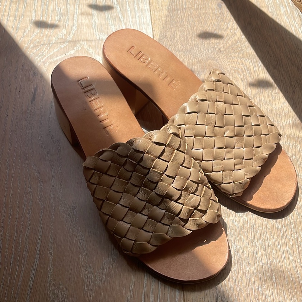 Liberté Leather Santorini Woven Mules Size 6